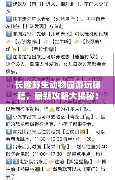 长隆野生动物园游玩秘籍，最新攻略大揭秘！