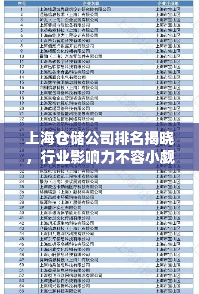 上海仓储公司排名揭晓，行业影响力不容小觑！