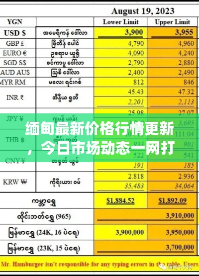 缅甸最新价格行情更新，今日市场动态一网打尽