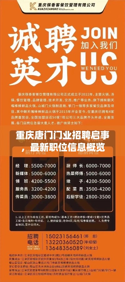 重庆唐门门业招聘启事，最新职位信息概览