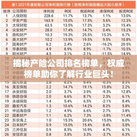揭秘产险公司排名榜单，权威榜单助你了解行业巨头！