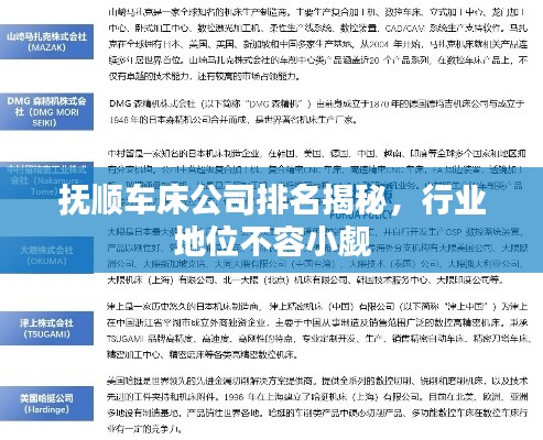 抚顺车床公司排名揭秘，行业地位不容小觑