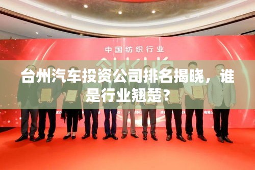 台州汽车投资公司排名揭晓，谁是行业翘楚？