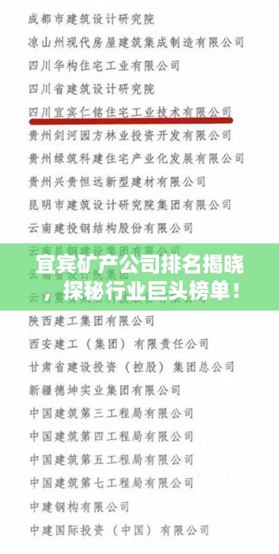 宜宾矿产公司排名揭晓，探秘行业巨头榜单！