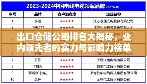 出口仓储公司排名大揭秘，业内领先者的实力与影响力榜单