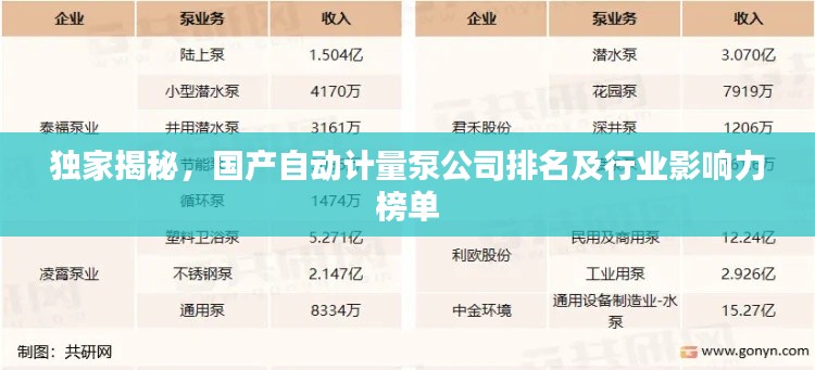 独家揭秘，国产自动计量泵公司排名及行业影响力榜单