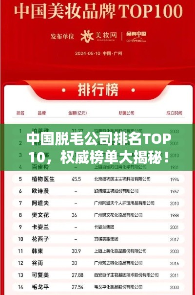 中国脱毛公司排名TOP10，权威榜单大揭秘！
