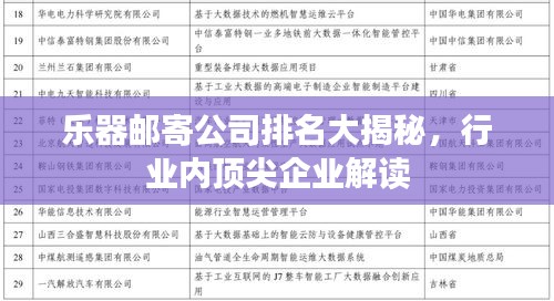 乐器邮寄公司排名大揭秘，行业内顶尖企业解读