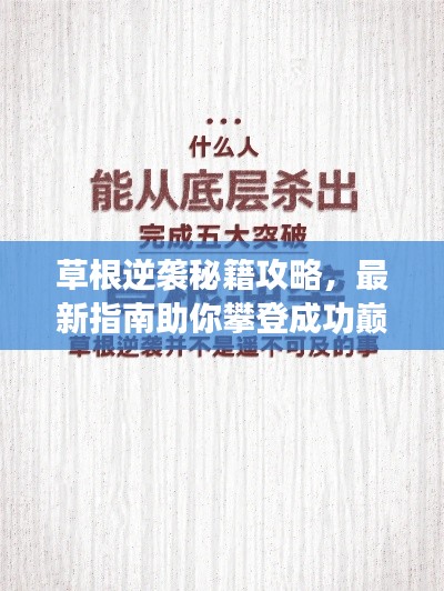 草根逆袭秘籍攻略，最新指南助你攀登成功巅峰之巅